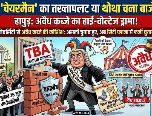 हापुड़ में हाई-वोल्टेज चुनावी ड्रामा, व्हाट्सएप यूनिवर्सिटी का ज्ञान; अवैध कब्जे का फरमान, टैक्स बार में छिड़ा नया घमासान