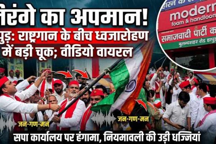 हापुड़: सपा कार्यालय पर ध्वजारोहण के दौरान तिरंगे और राष्ट्रगान का अपमान, वीडियो वायरल